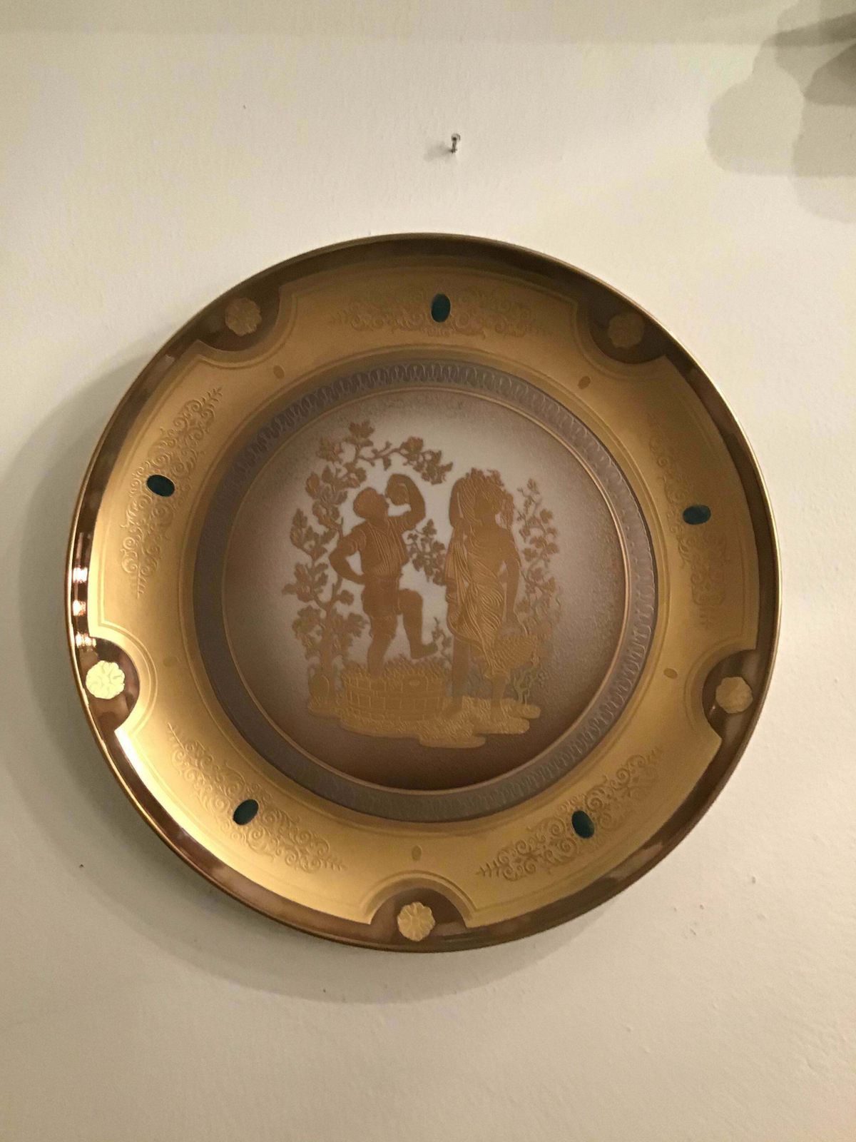 photo vinterior Morbelli Porcelain Wall Plate Gold “ Autunno”, 1960, Italy