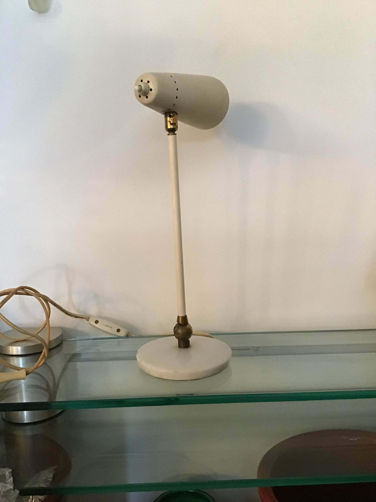 Stilnovo Style Table Lamp Marble Brass Metal 1950 Italy photo Lighting