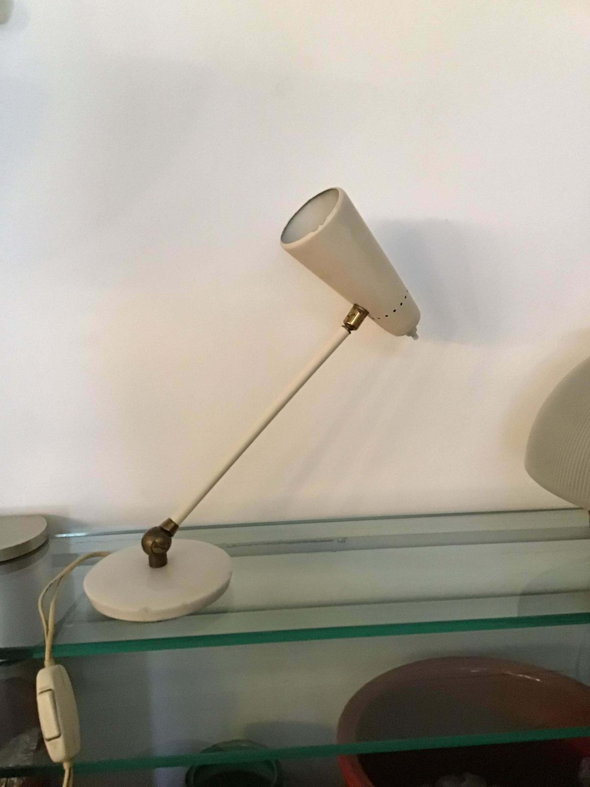 photo vinterior Stilnovo Style Table Lamp Marble Brass Metal 1950 Italy