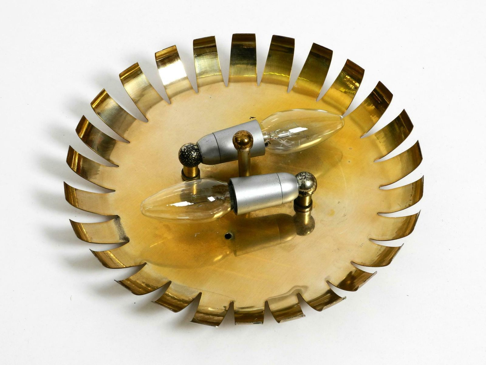 Lighting Beautiful Mid Century Modern Ceiling Lamp Made Of Glass Stones And Brass Frame photo