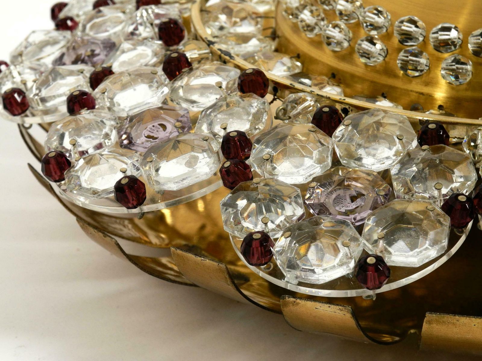 photo buy Beautiful Mid Century Modern Ceiling Lamp Made Of Glass Stones And Brass Frame