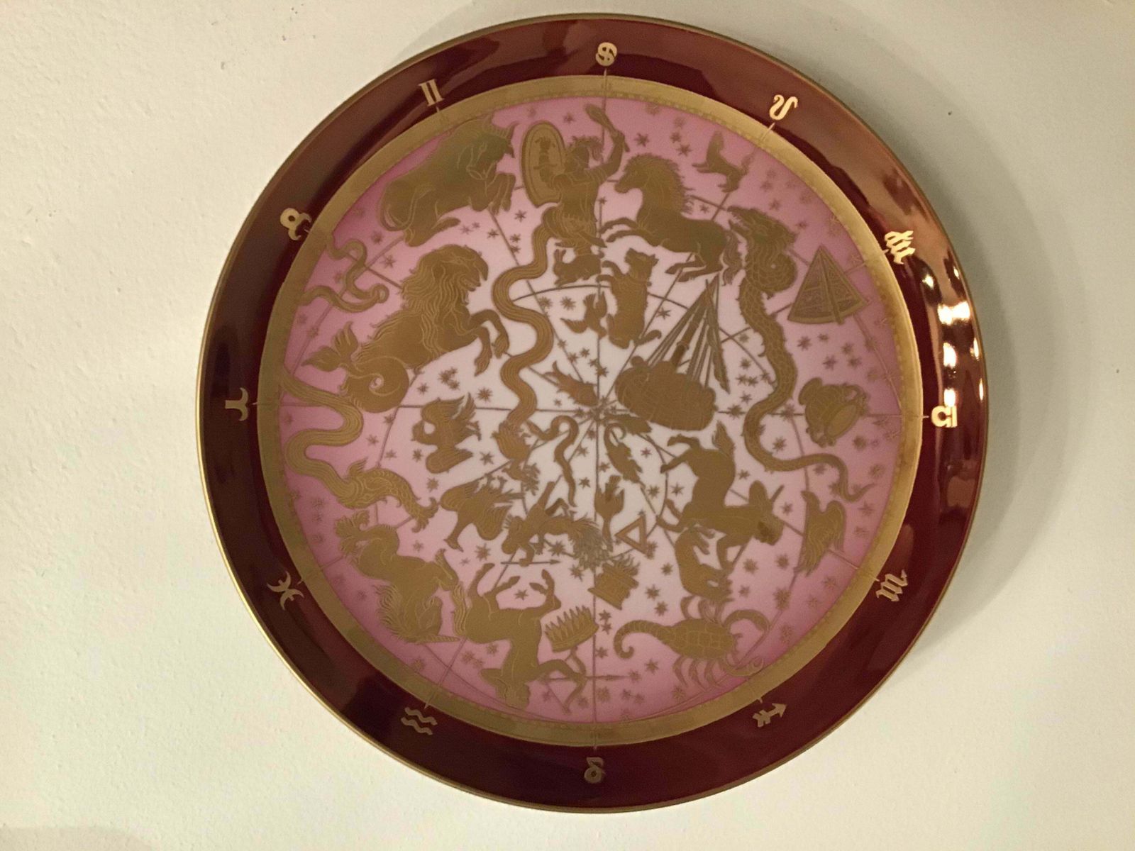 photo furniture Morbelli Porcelain Wall Plate “Planisfero Celeste“ Worked With Pure Gold 1960 It