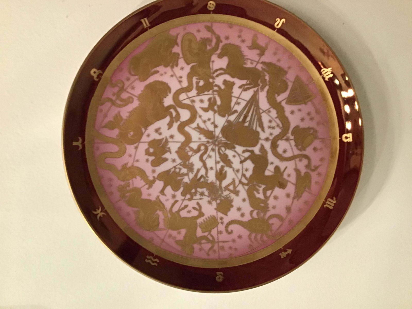 photo vinterior Morbelli Porcelain Wall Plate “Planisfero Celeste“ Worked With Pure Gold 1960 It