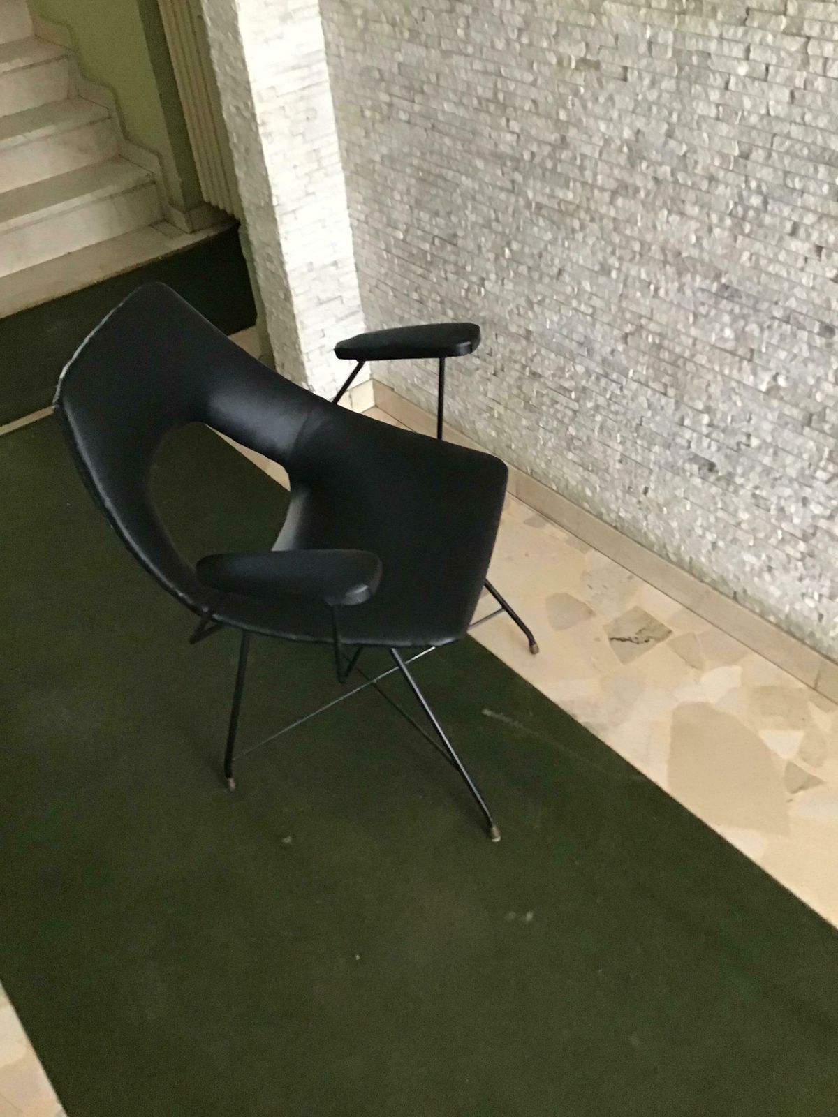 Augusto Bozzi For Saporiti Armchair Iron Brass Ecological Leather, 1954, Italy photo 2982.0