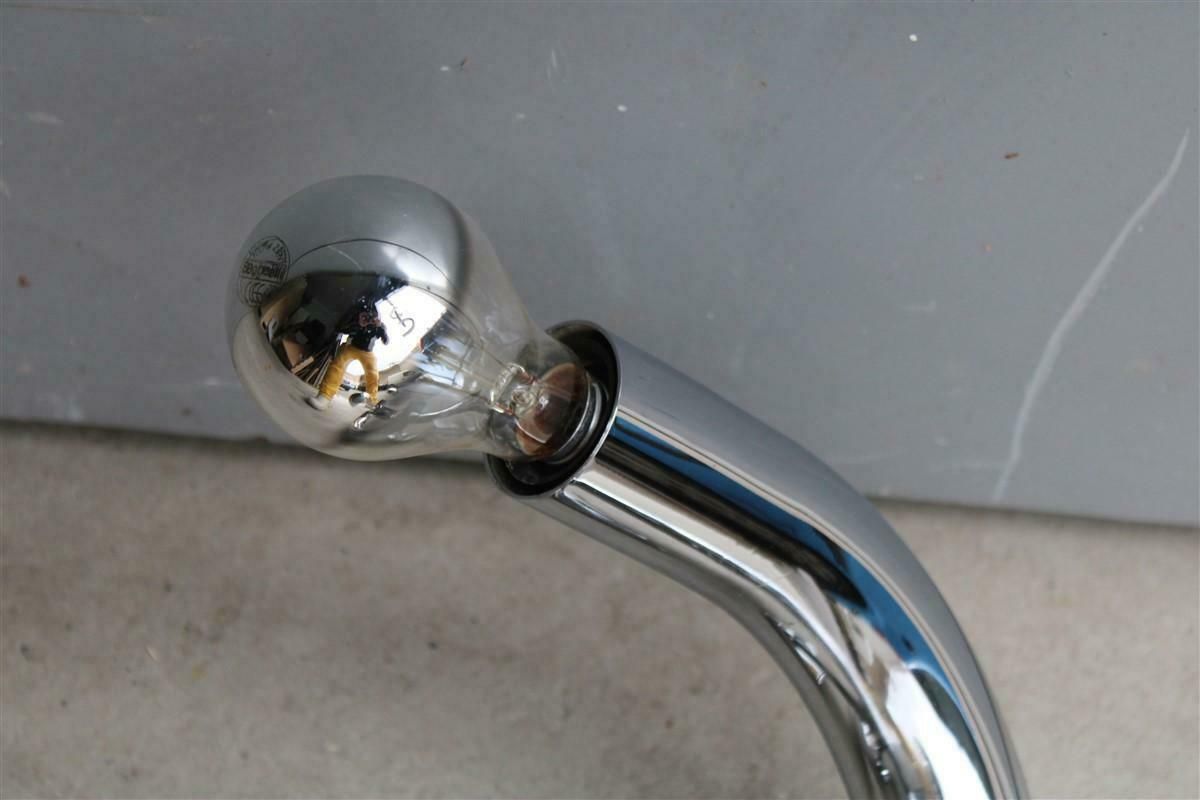 Minimalist Sculptural Stilux Tubular Steel Wall Lamp 1970s Silver Curved photo vintage