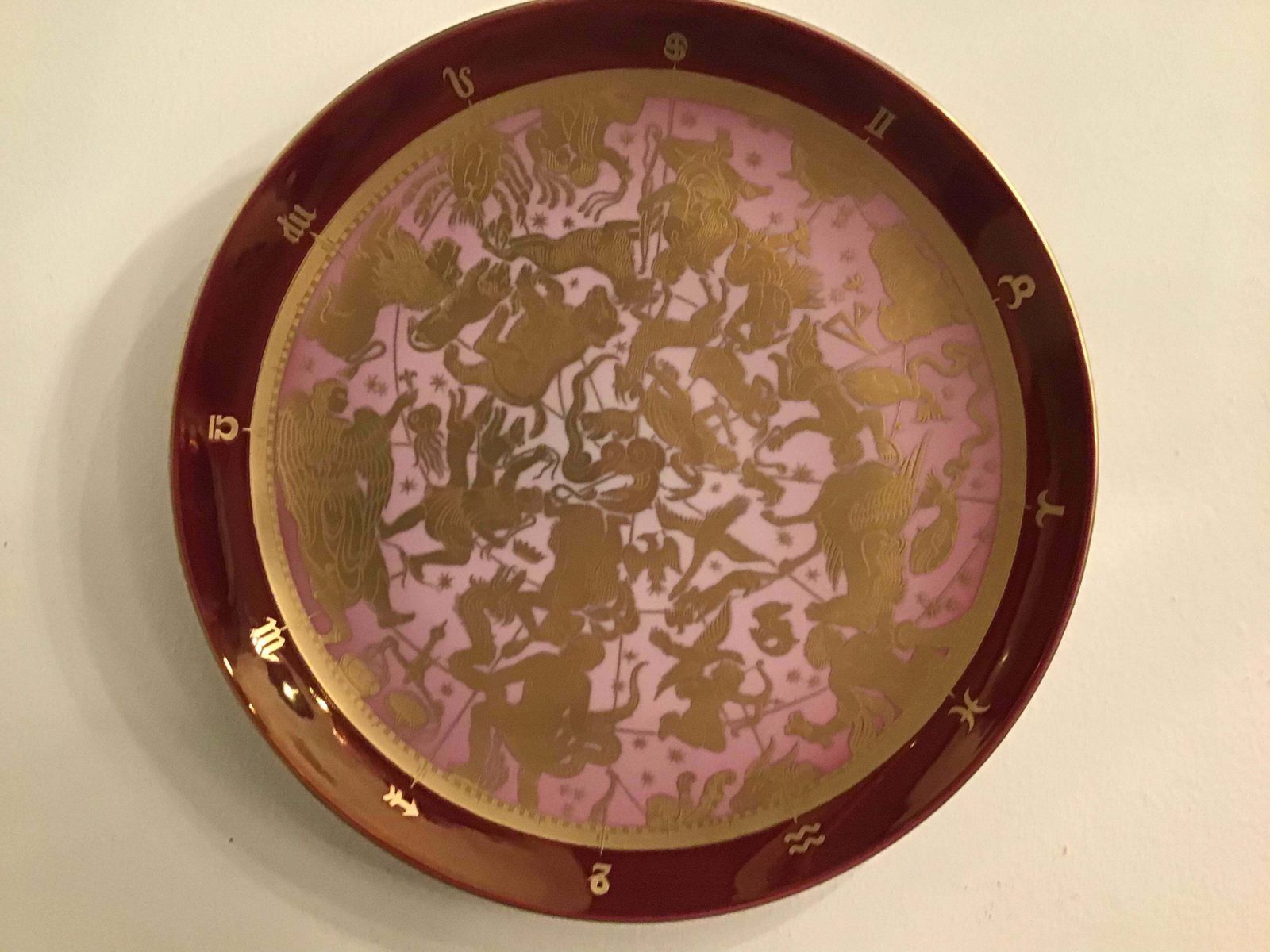 Morbelli Porcelain Wall Plate “Planisfero Celeste” Worked With Pure Gold 1960 It photo for sale