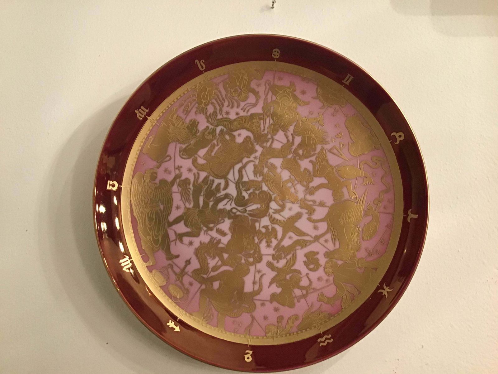 Morbelli Porcelain Wall Plate “Planisfero Celeste” Worked With Pure Gold 1960 It photo 2621.0