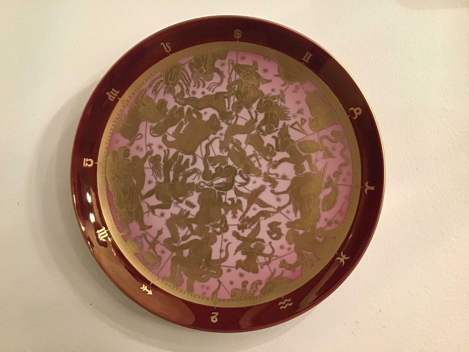 Morbelli Porcelain Wall Plate “Planisfero Celeste” Worked With Pure Gold 1960 It photo vinterior