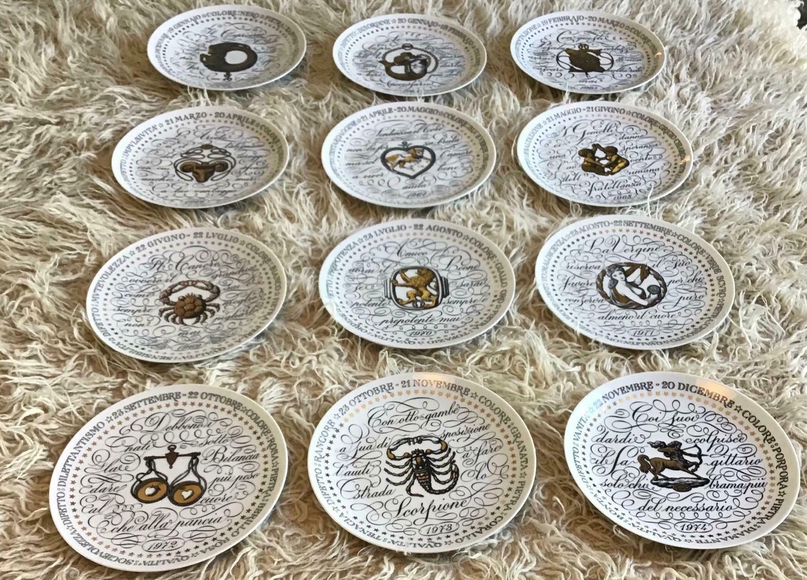 Piero Fornasetti Complete Zodiac Sign From 1964 1974 Porcelain, Italy photo for sale