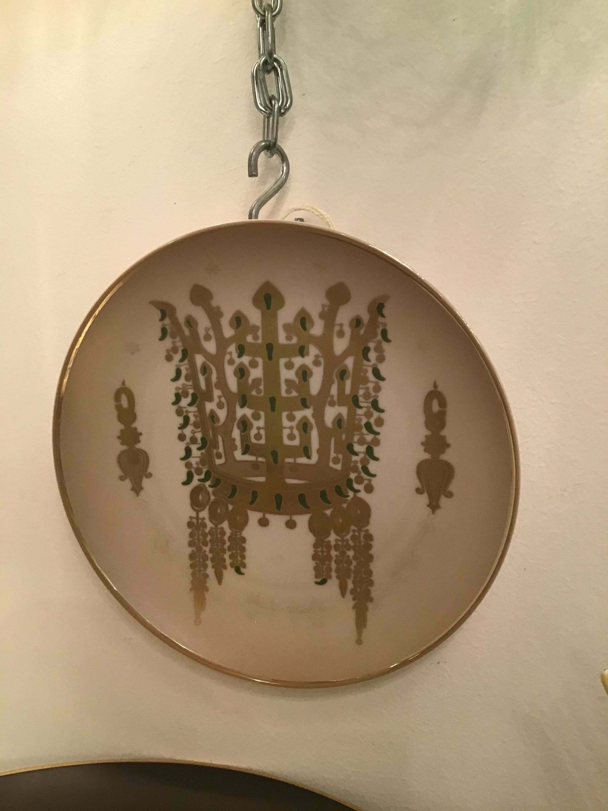 Morbelli Porcelain “Dinastia Silla” Wall Plates Worked With Pure Gold 1960 Italy photo vintage