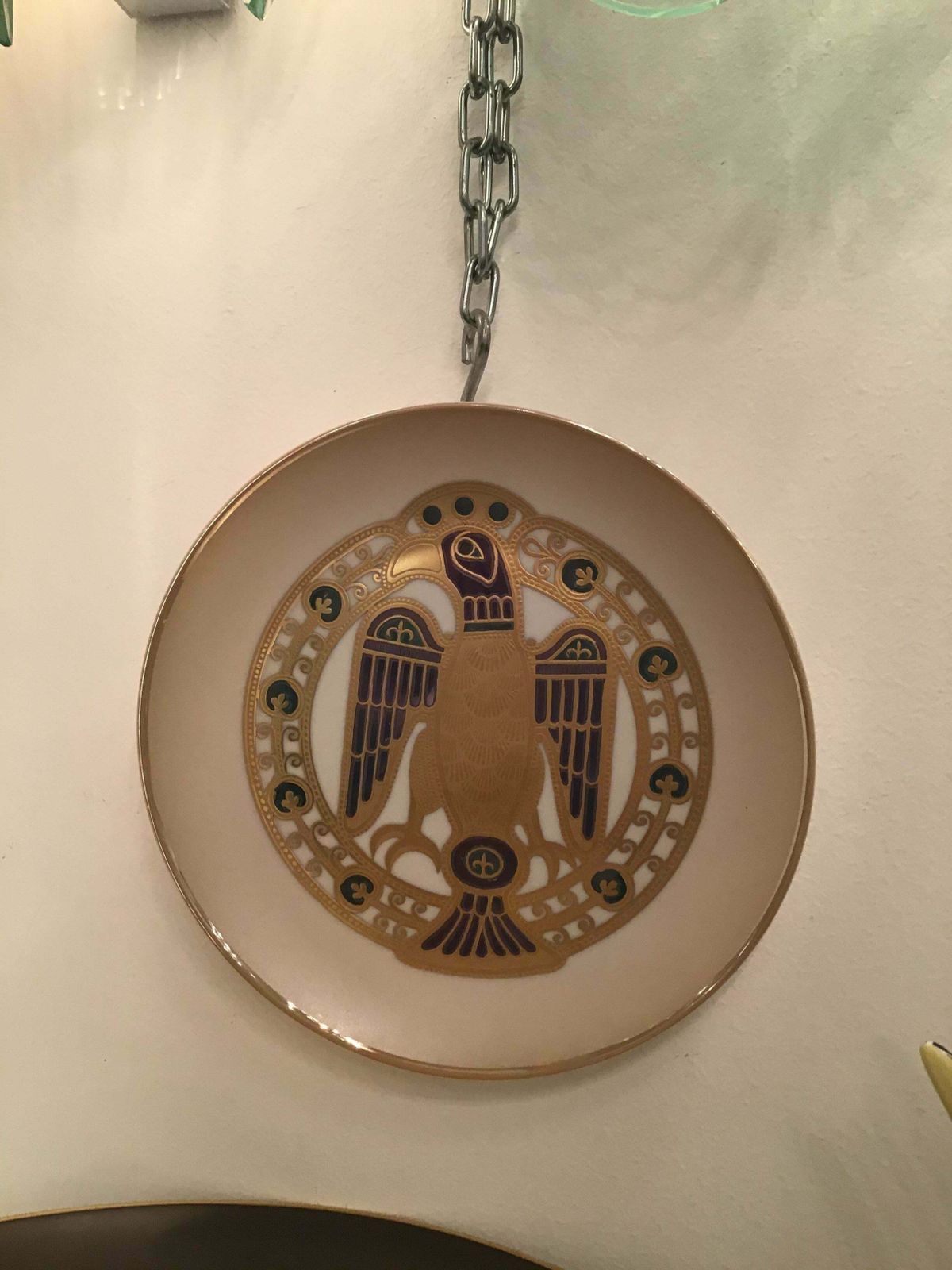Morbelli Porcelain “Gioiellò Germany Wall Plate Worked With Pure Gold 1960 Italy photo furniture