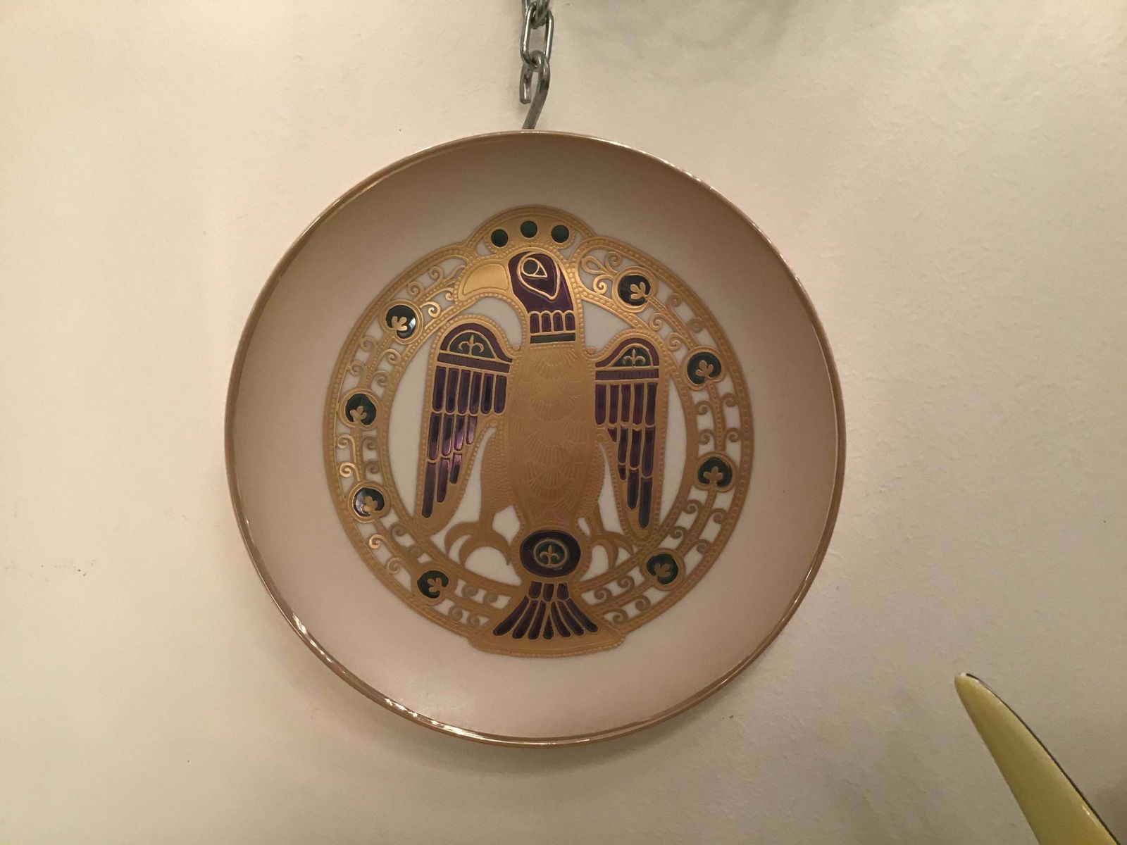 photo for sale Morbelli Porcelain “Gioiellò Germany Wall Plate Worked With Pure Gold 1960 Italy
