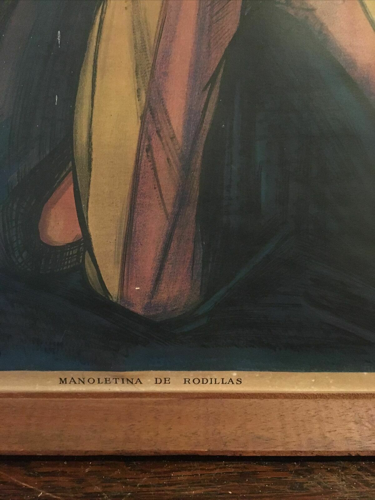 Janine Canarelli Bullfighting Poster Framed Lithograph Print Vintage 60s French photo 95.0