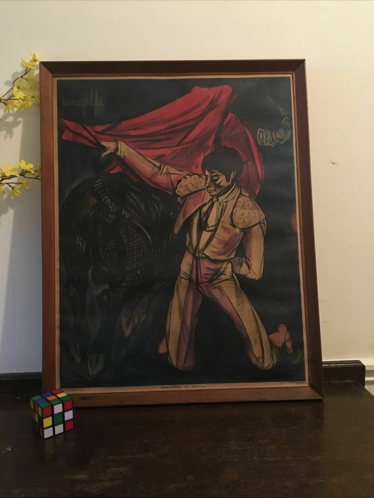 Janine Canarelli Bullfighting Poster Framed Lithograph Print Vintage 60s French photo buy