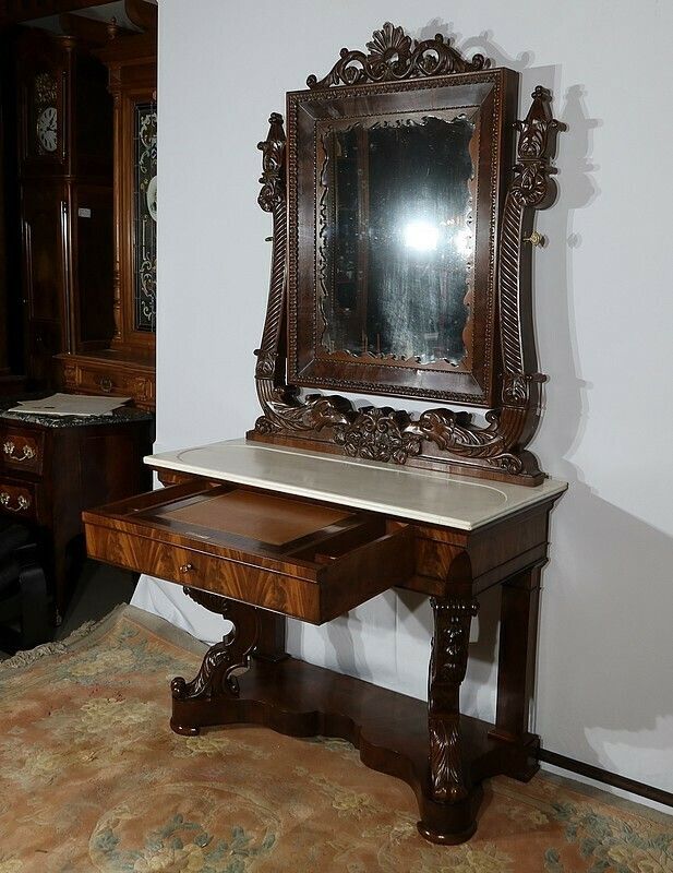 Important Writing Dresser In Mahogany, Restoration Period Early, 19th Century photo for sale