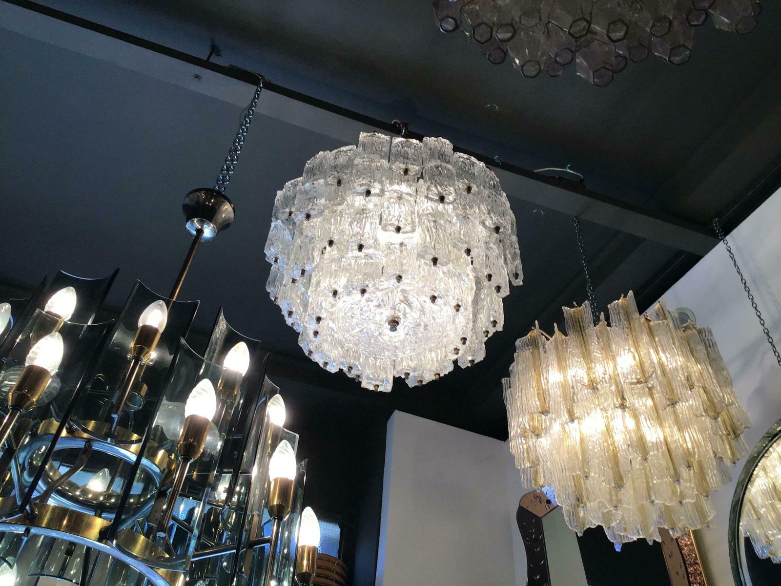 6778.0 Venini Toni Zuccheri Chandelier Murano Glass Brass 1950 Italy photo