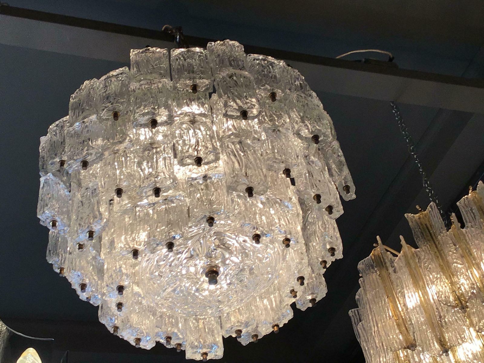 photo buy Venini Toni Zuccheri Chandelier Murano Glass Brass 1950 Italy