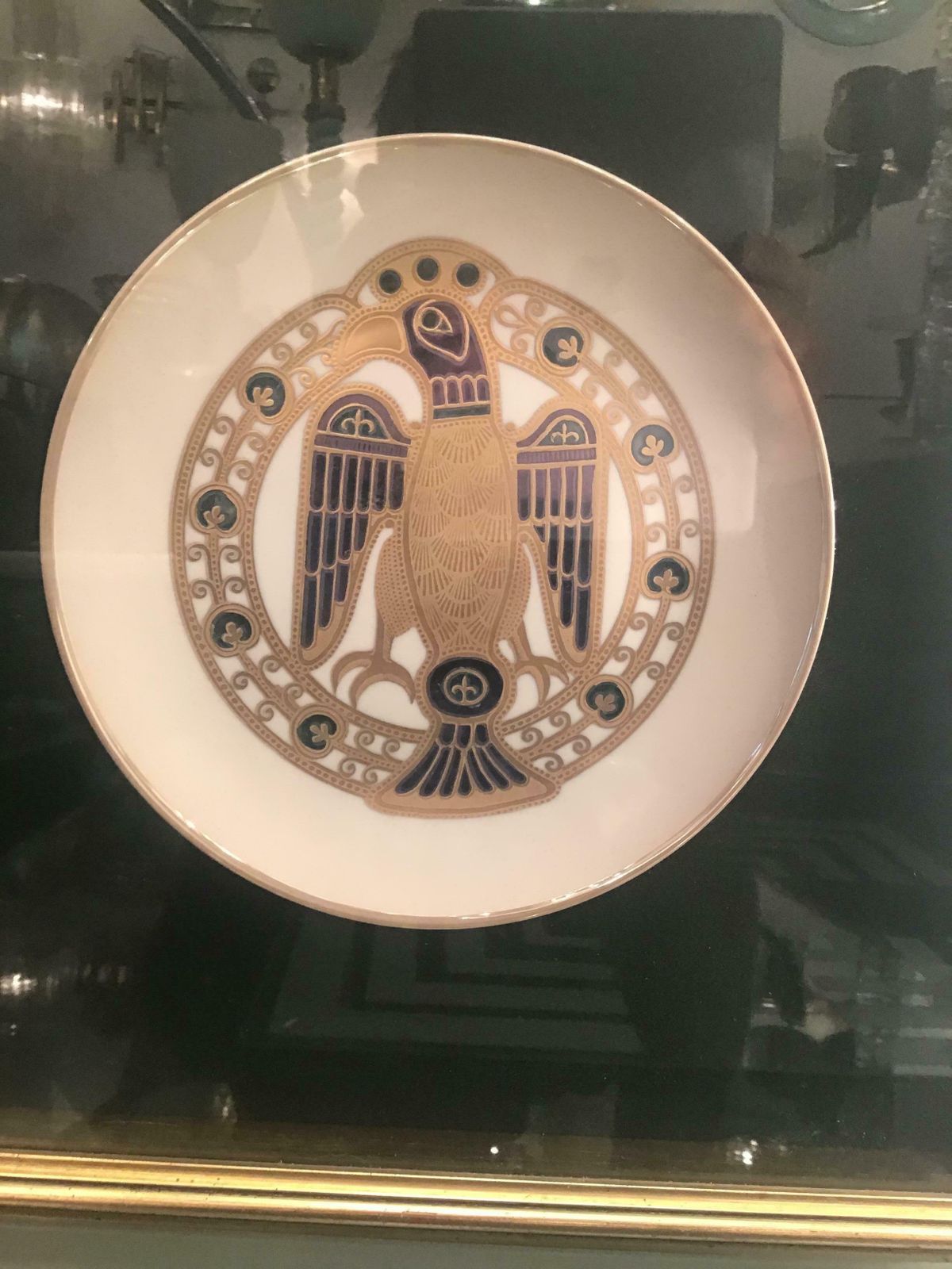 Morbelli Porcelain Wall Plate Worked With Pure Gold 1960 Italy photo vinterior