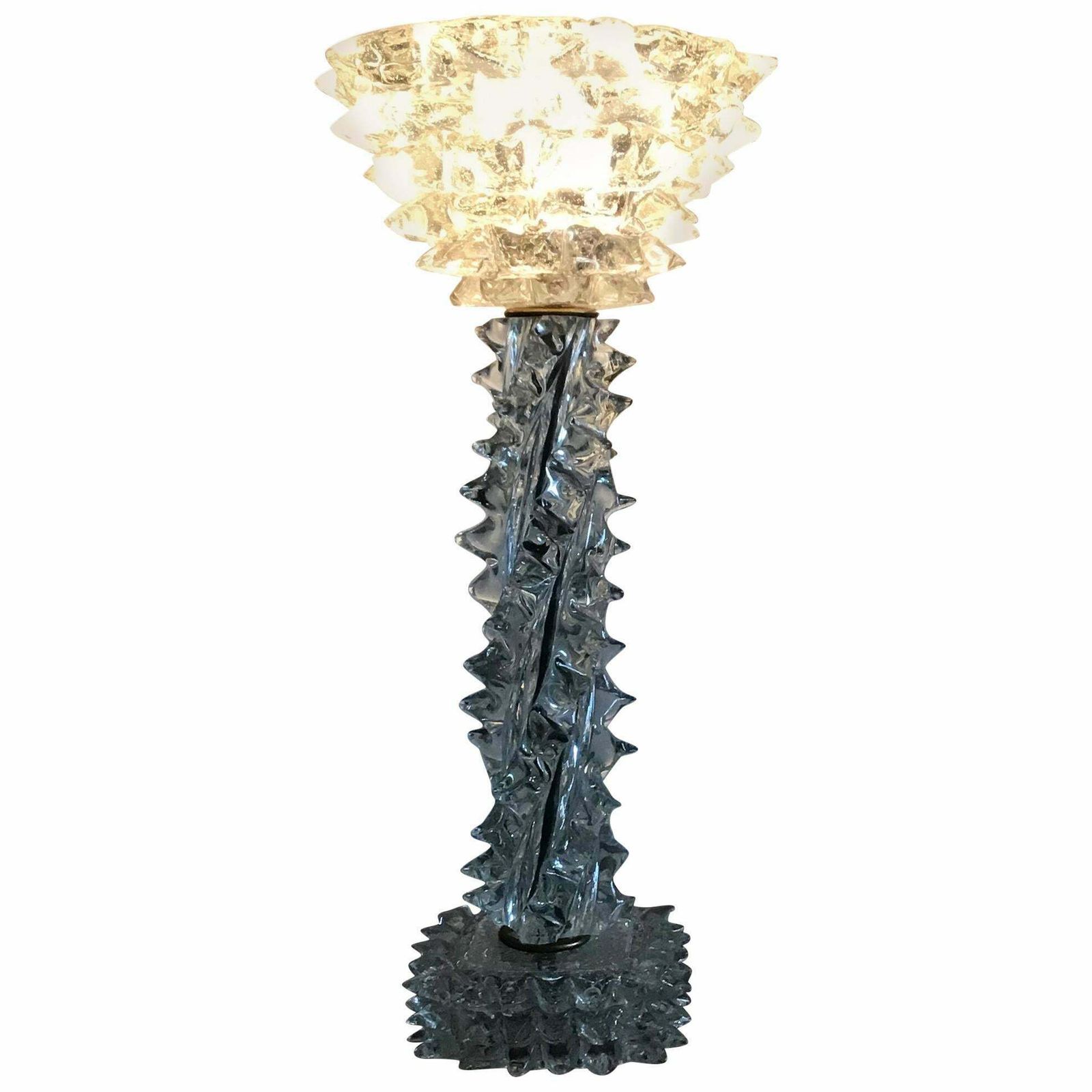 Barovier E Toso Table Lamp Murano Glass Brass “Rostrato”, 1940, Italy