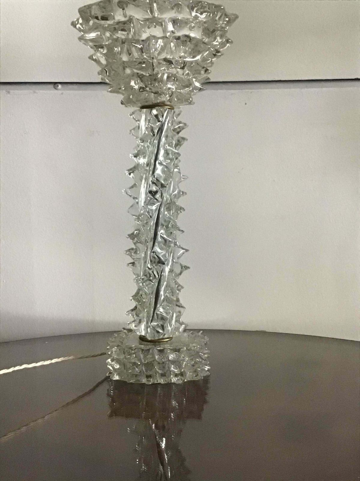 photo for sale Barovier E Toso Table Lamp Murano Glass Brass “Rostrato”, 1940, Italy