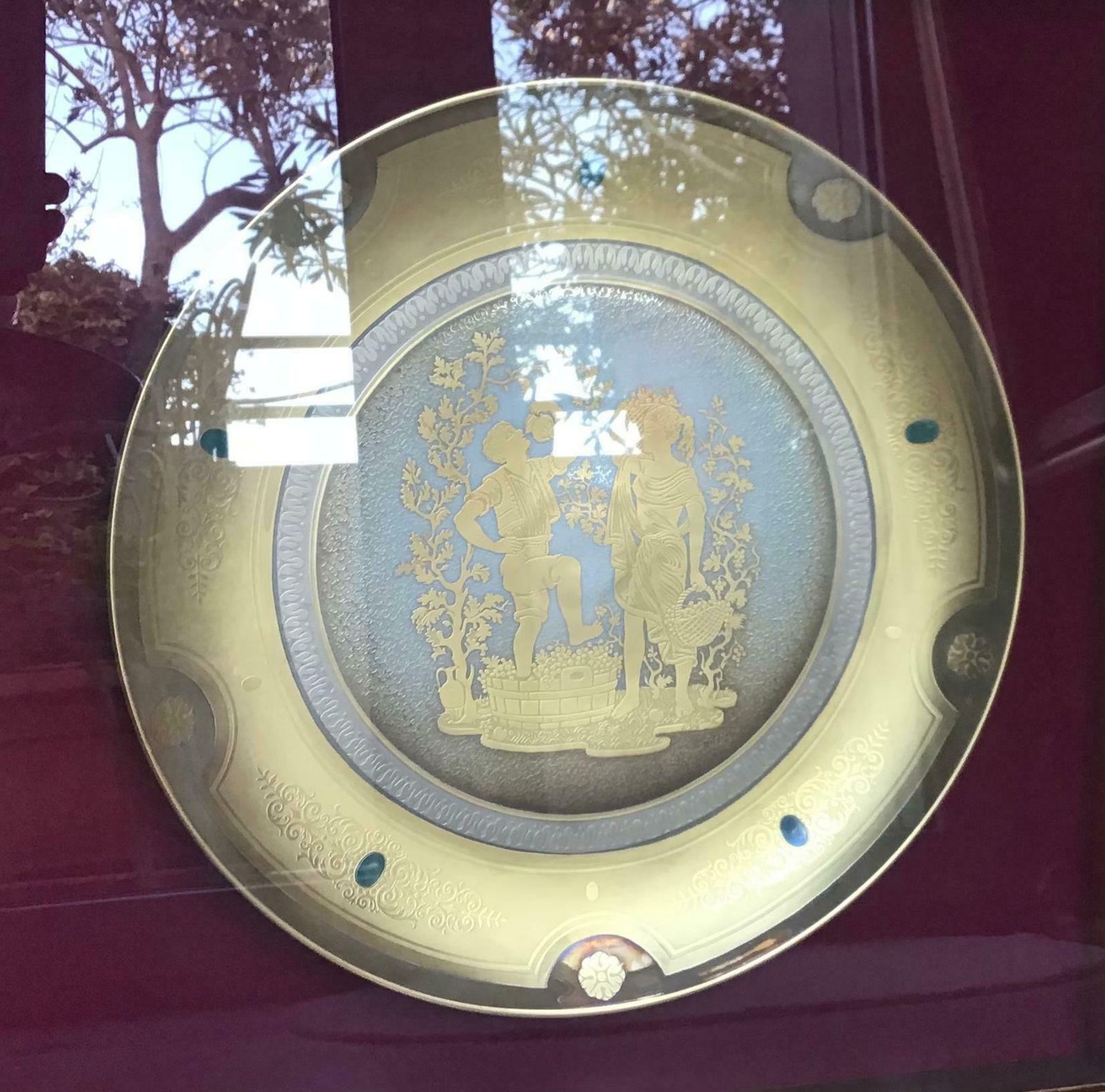 Morbelli Porcelain Wall Plate “The Harvest” Worked With Pure Gold, 1960, Italy photo Art