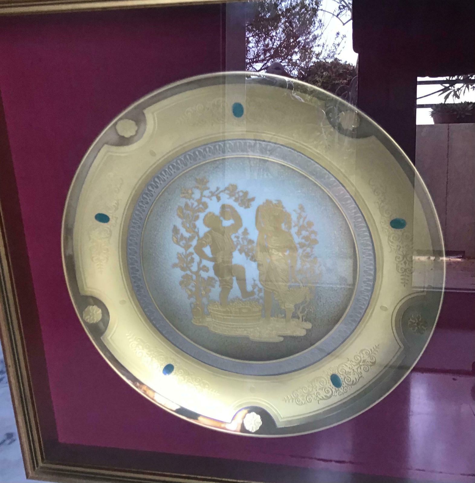 1988.0 Morbelli Porcelain Wall Plate “The Harvest” Worked With Pure Gold, 1960, Italy photo
