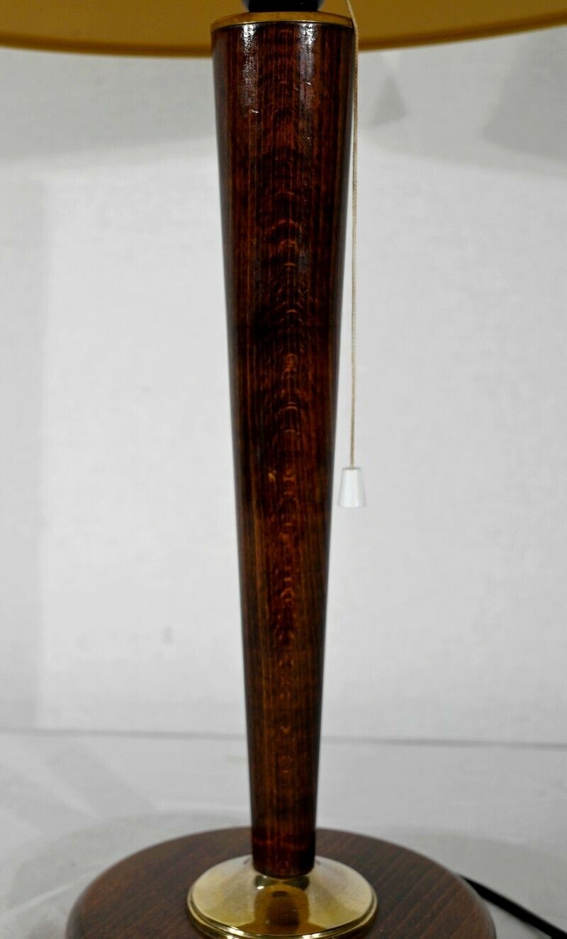 Mahogany And Brass Lamp, After Mazda – 1950 photo vinterior