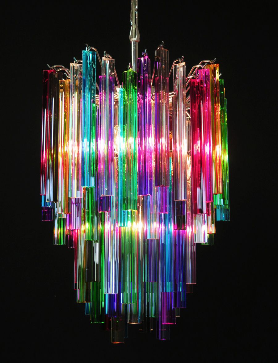 Murano Chandelier Triedri – 92 Prism   Multicolored Glasses photo vinterior