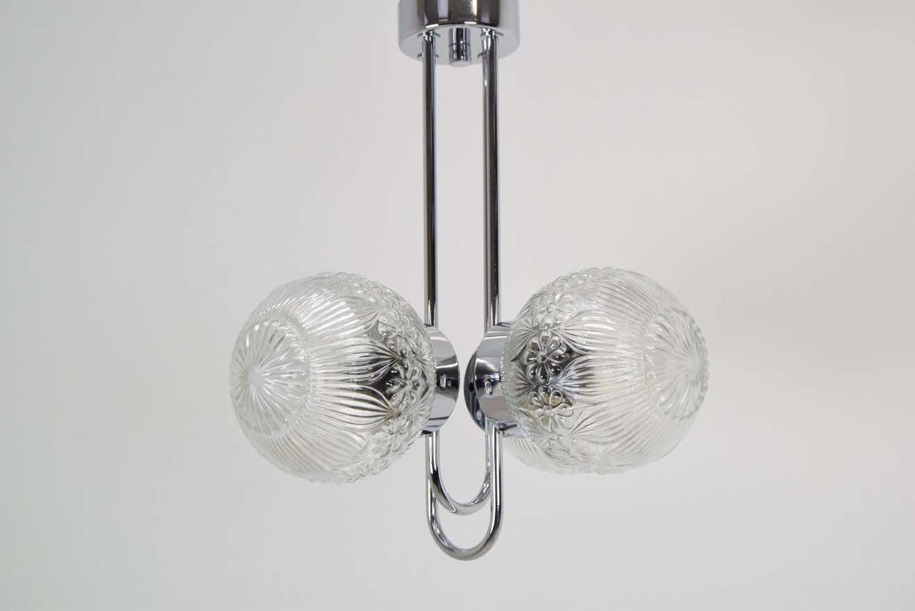 Pair Of Mid Century Chrome Chandeliers By Instala Decin,1970's photo furniture