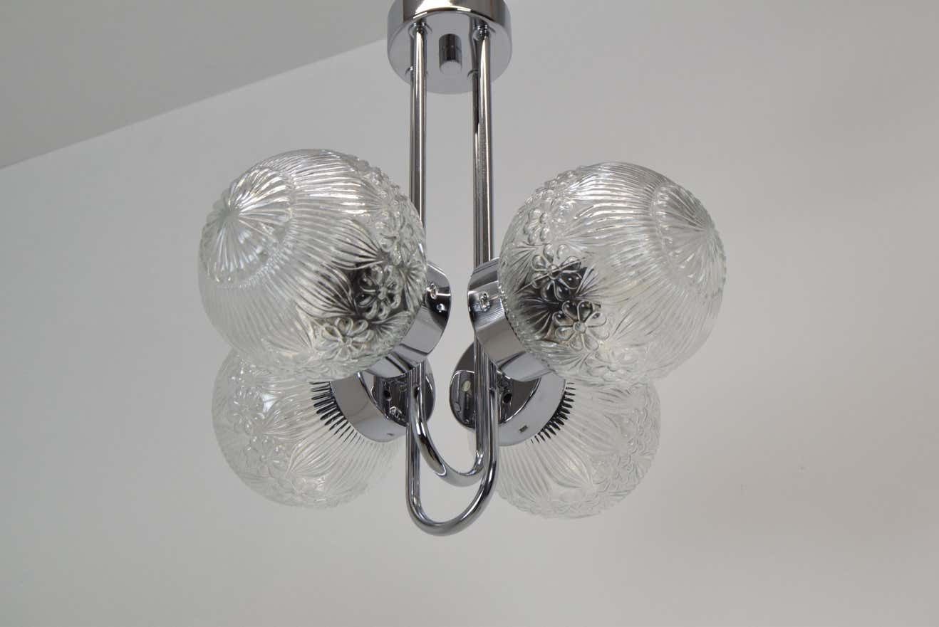 Pair Of Mid Century Chrome Chandeliers By Instala Decin,1970's photo 1030.0