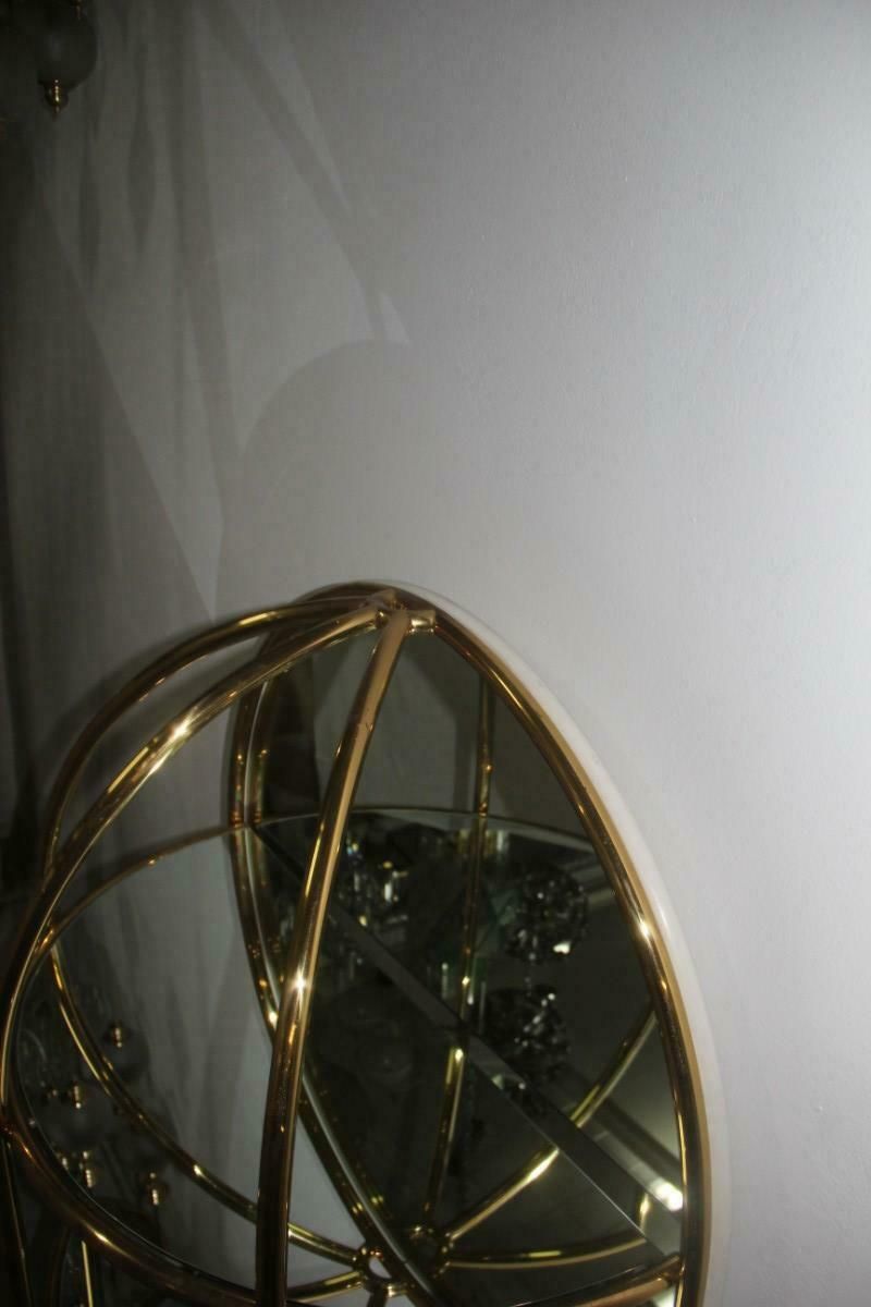 5206.0 Bar Cabinet Convex Wall Solid Brass Pipes Mirrored Glass, Made In Italy, 1970 photo