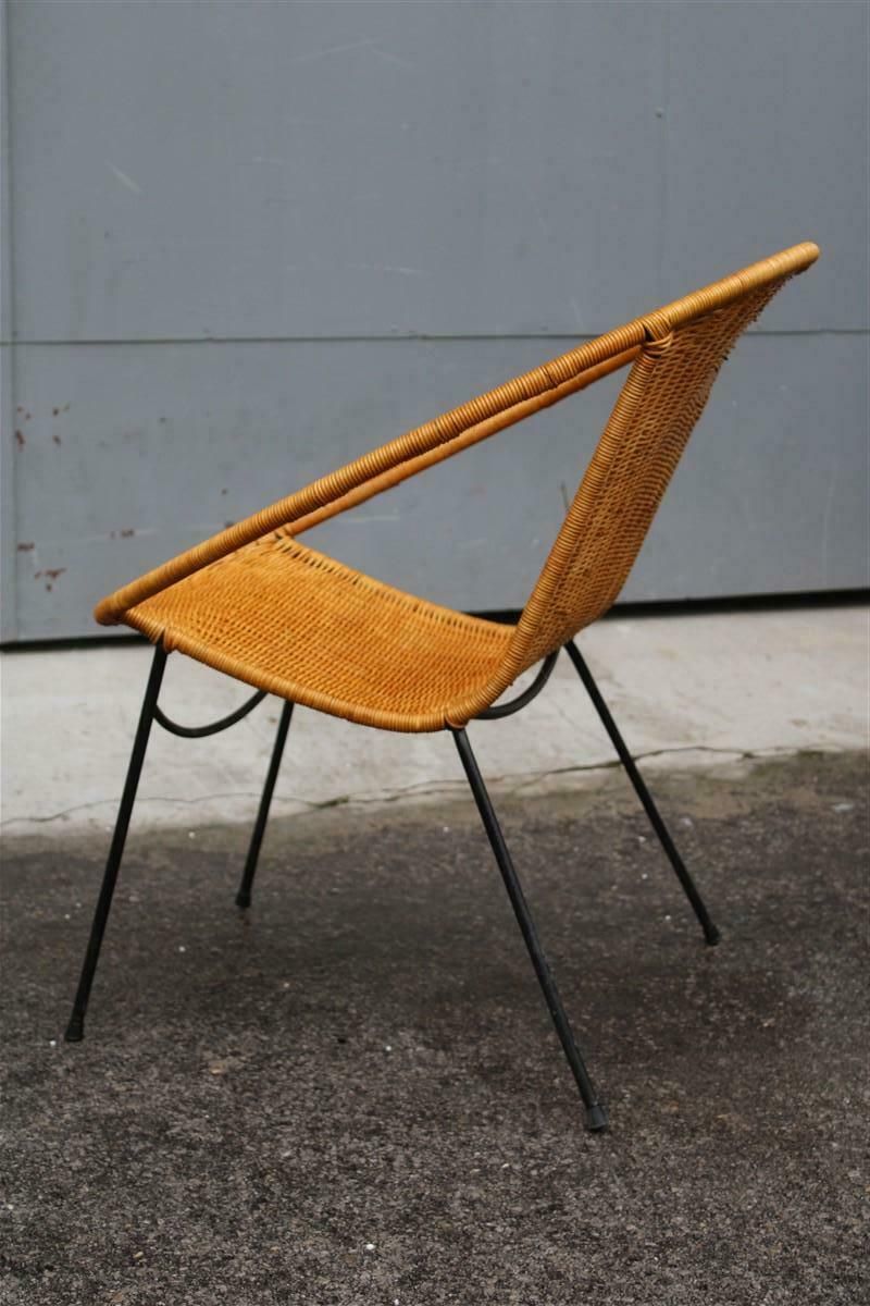 photo for sale Set Campo & Graffi Garden Armchairs In Metal And Wicker Italy Design, 1950s