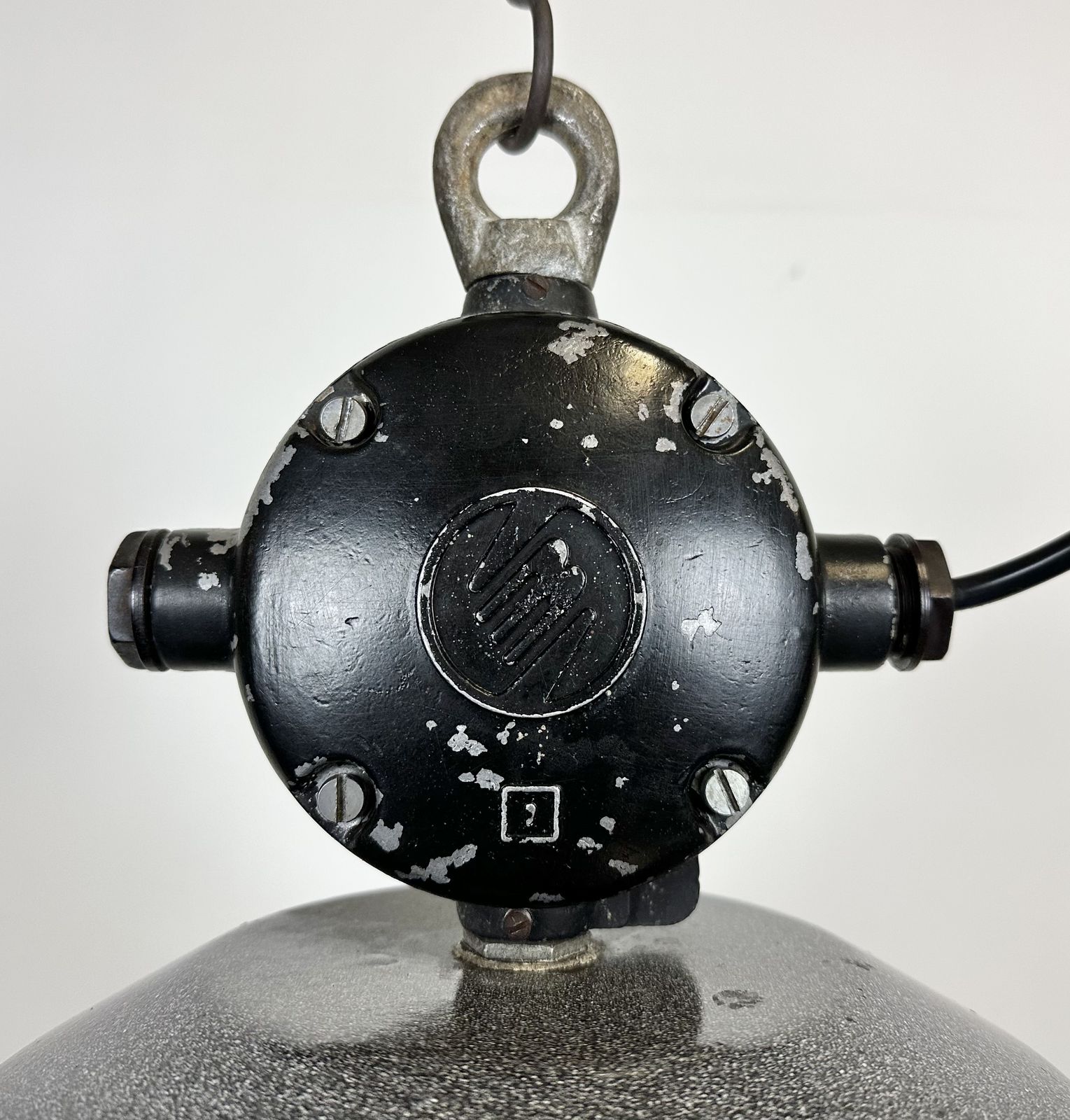 Large Grey Enamel Industrial Factory Lamp From Elektrosvit, 1960s photo Lighting