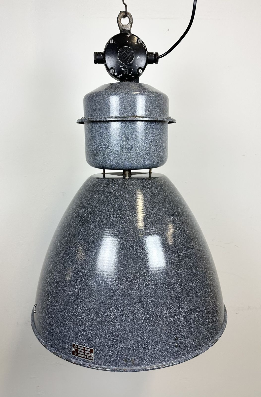 Large Grey Enamel Industrial Factory Lamp From Elektrosvit, 1960s photo vintage