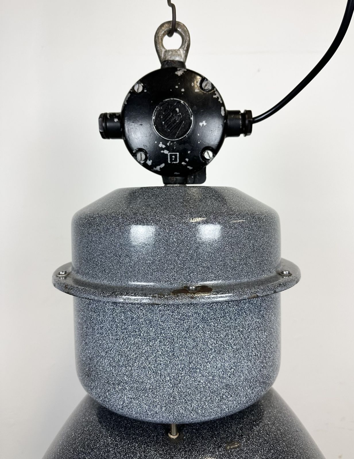 Lighting Large Grey Enamel Industrial Factory Lamp From Elektrosvit, 1960s photo
