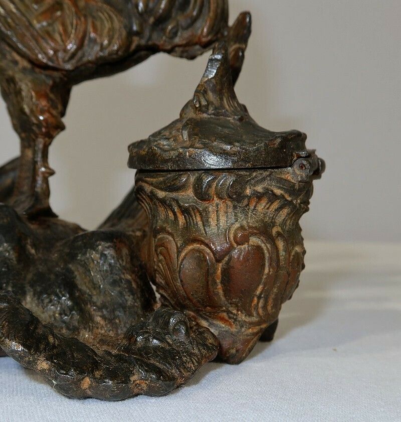photo for sale Inkwell In Patinated Spelter “Le Coq Patriotique” – Late 19th Century