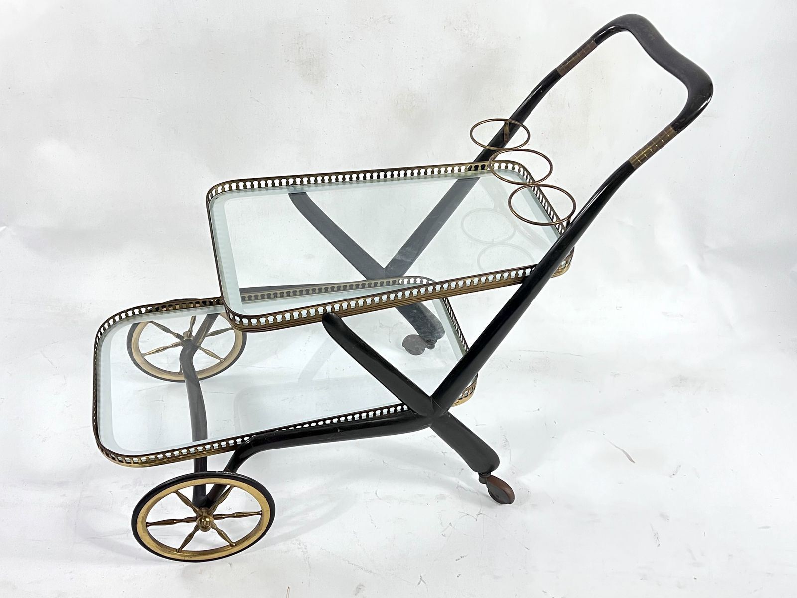 Rare Mid Century Cesare Lacca Serving Bar Cart. Italy 1950s photo Furniture