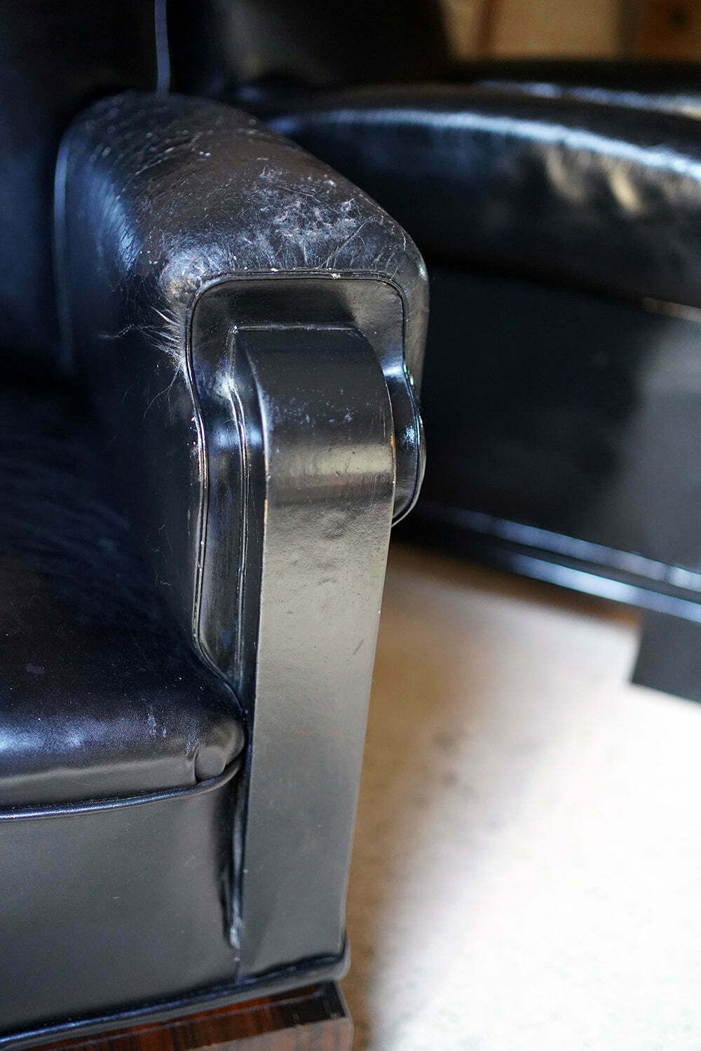 A Good Pair Of French Art Deco Period Leather Club Armchairs C.1930 photo vintage