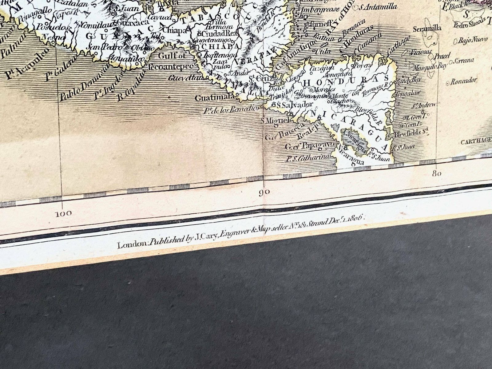 Large Antique Framed Early Map Of North America   J Cary 1806   Canada USA photo Art