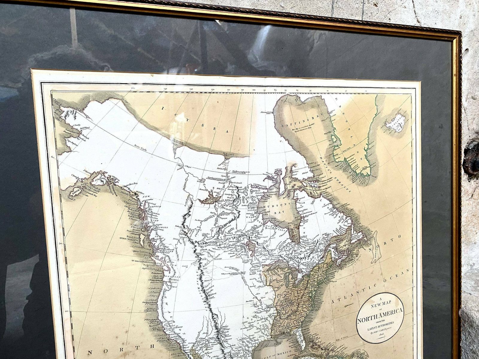 Large Antique Framed Early Map Of North America   J Cary 1806   Canada USA photo vinterior
