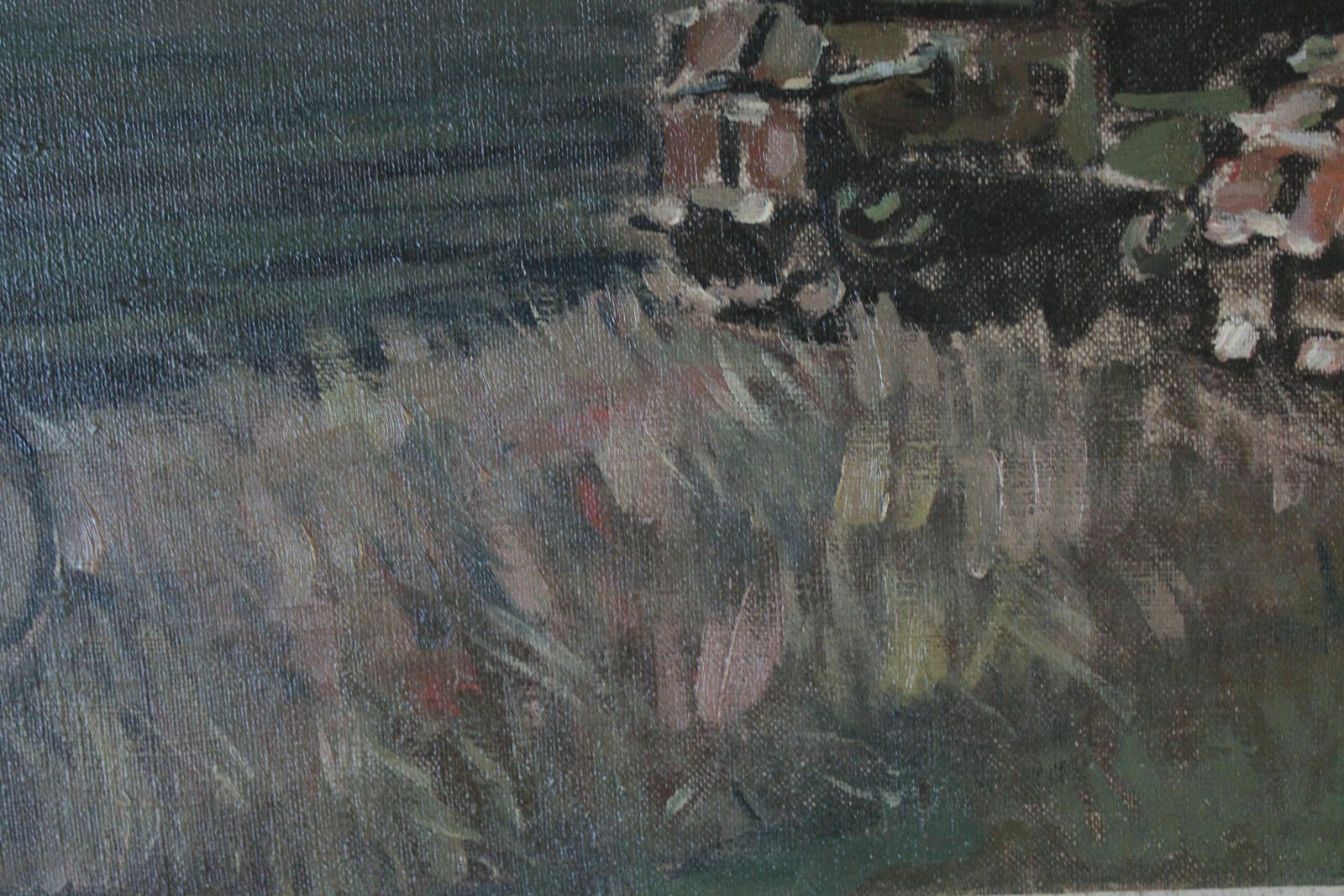 Jekabs Bine Afternoon. Workers With Tractor By The River. Oil On Canvas photo 1707.0