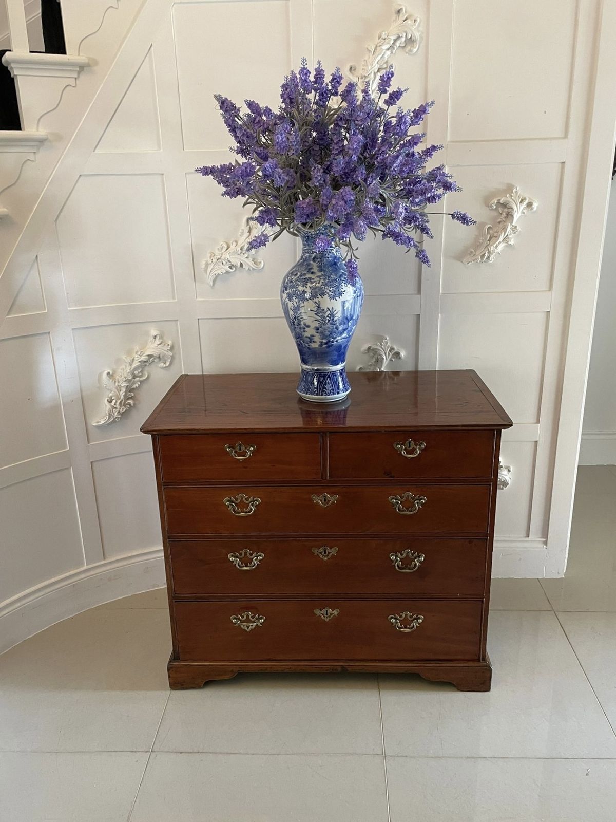 photo furniture Rare Antique 18th Century George III Solid Satinwood Chest Of 5 Drawers