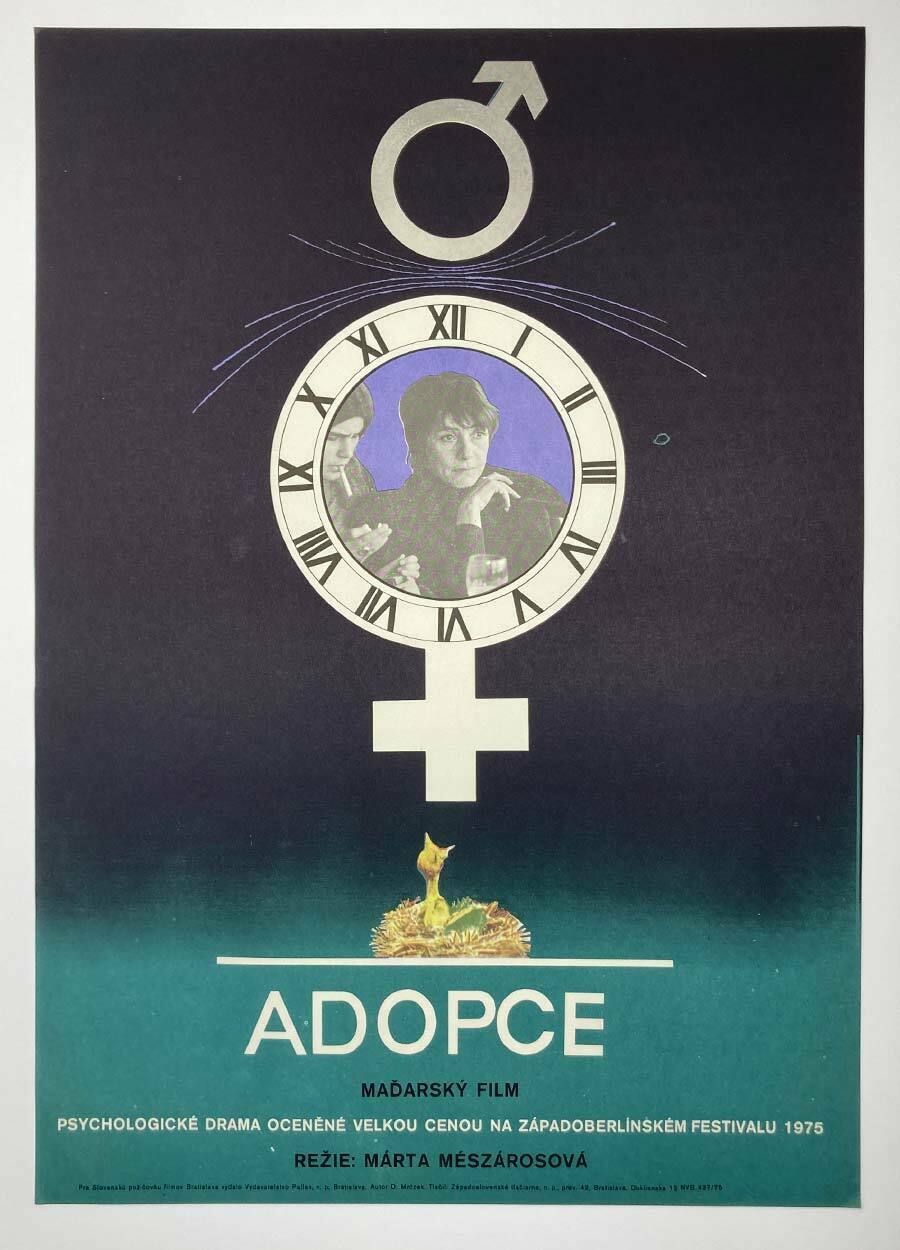 Original Film Poster, Adoption, Drahomír Mrózek, 1975, Genuine Czech Vintage Print