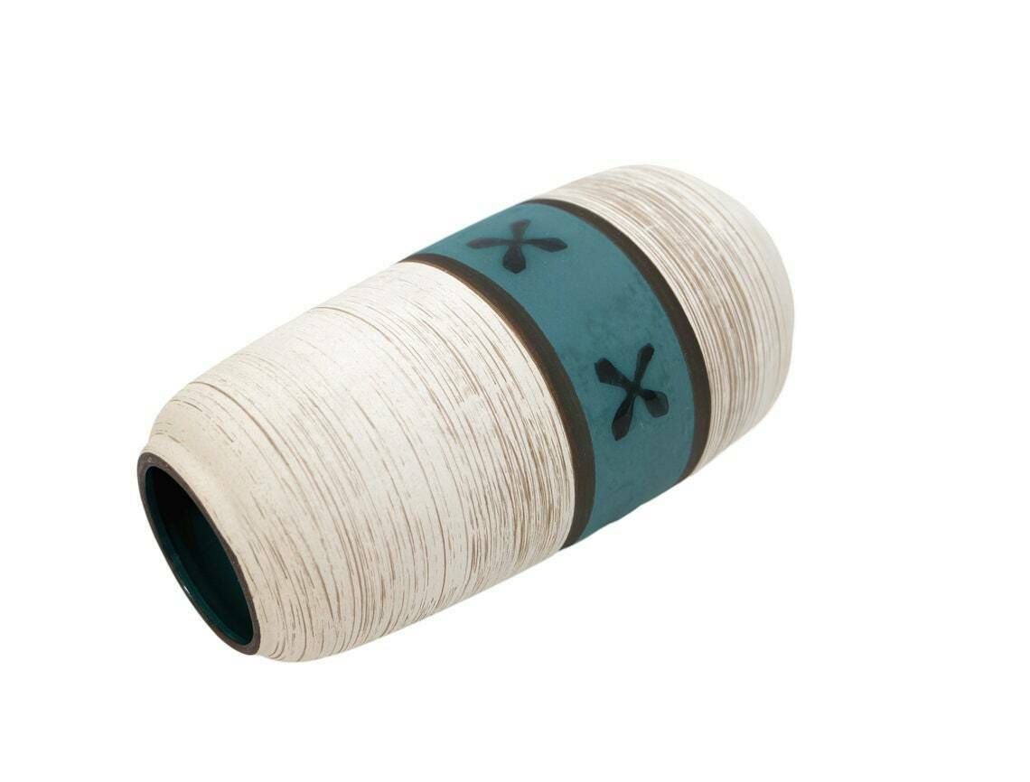 West German African Style Vase With Blue Stripe And Crosses Design, 1960’s photo buy
