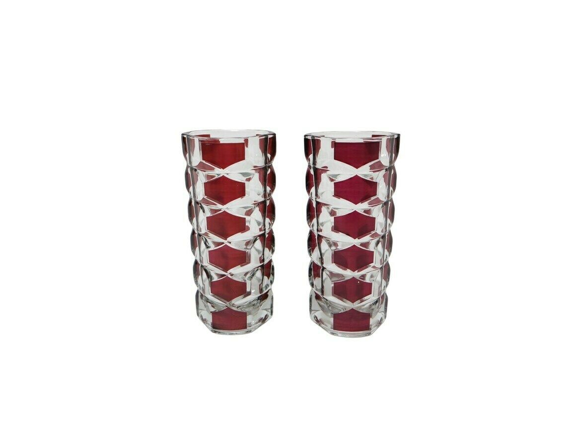 Pair Of Glass Vases By Luminarc, French, 1970’s photo for sale