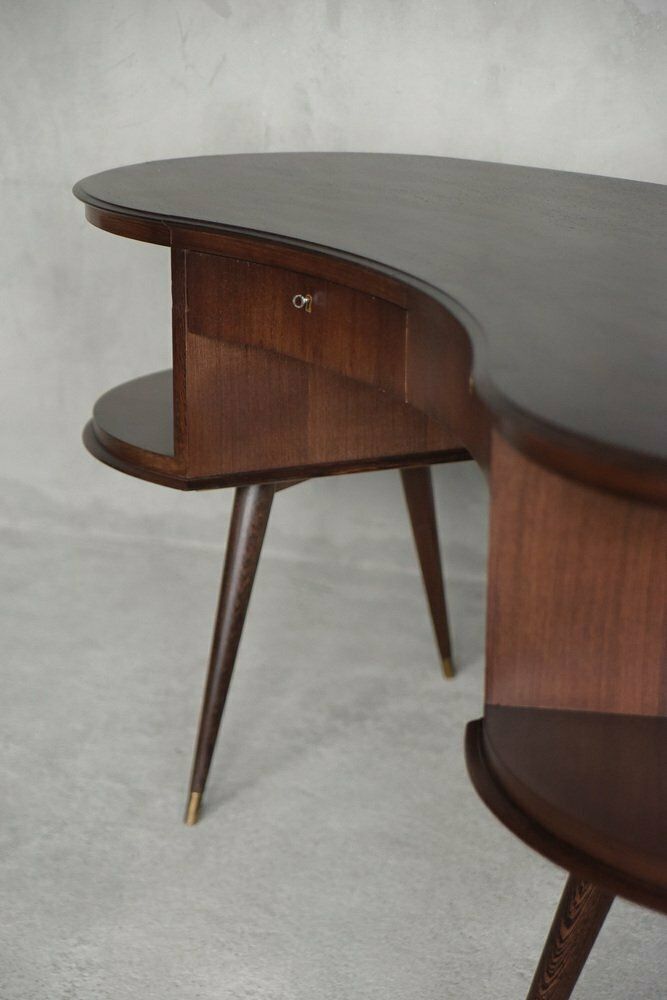 Mid Century Modern Wenge Organic Shaped Boomerang Custom Desk, 1960s photo 21594.0