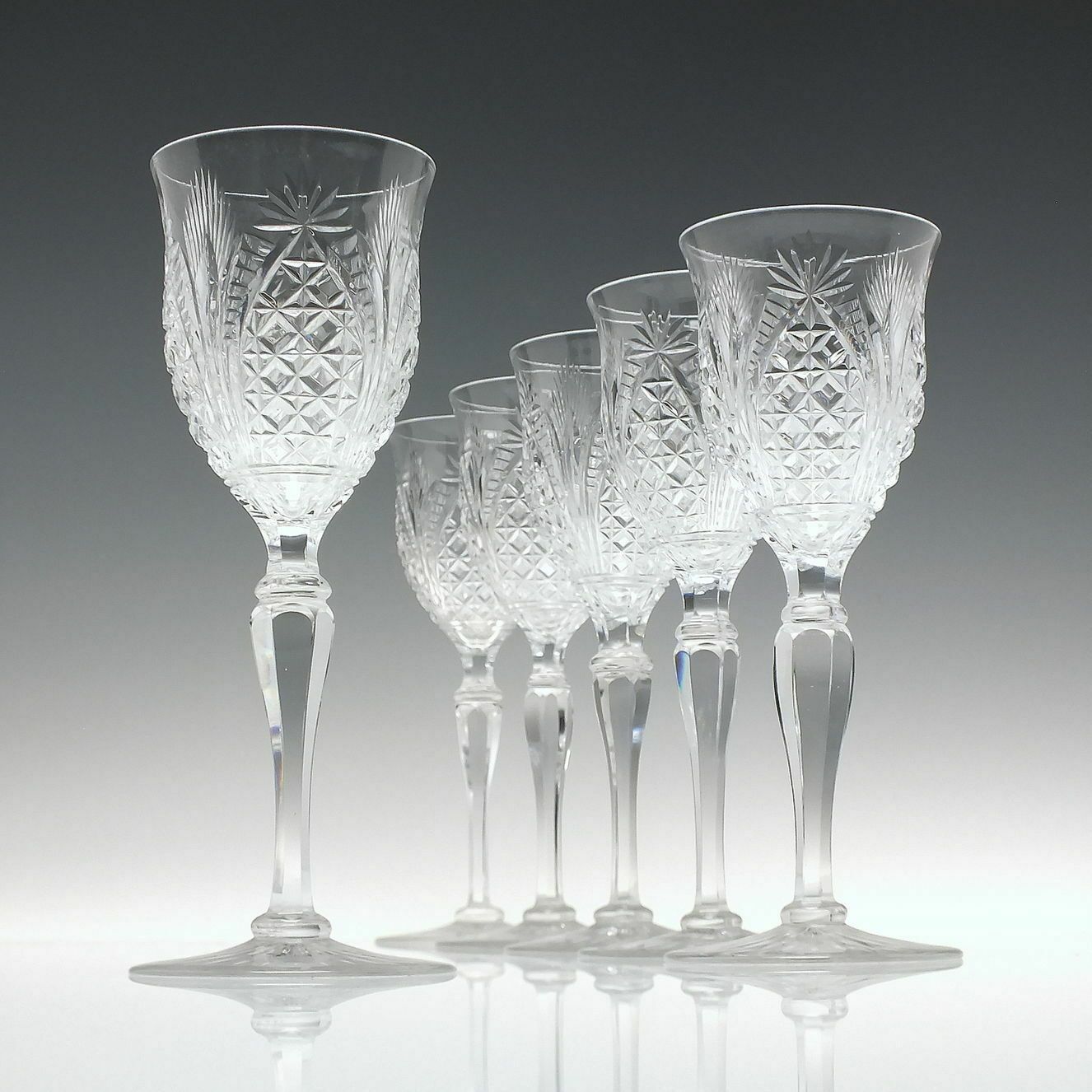 Six Antique Stevens & Williams Cut Wine Glass C1900 photo buy