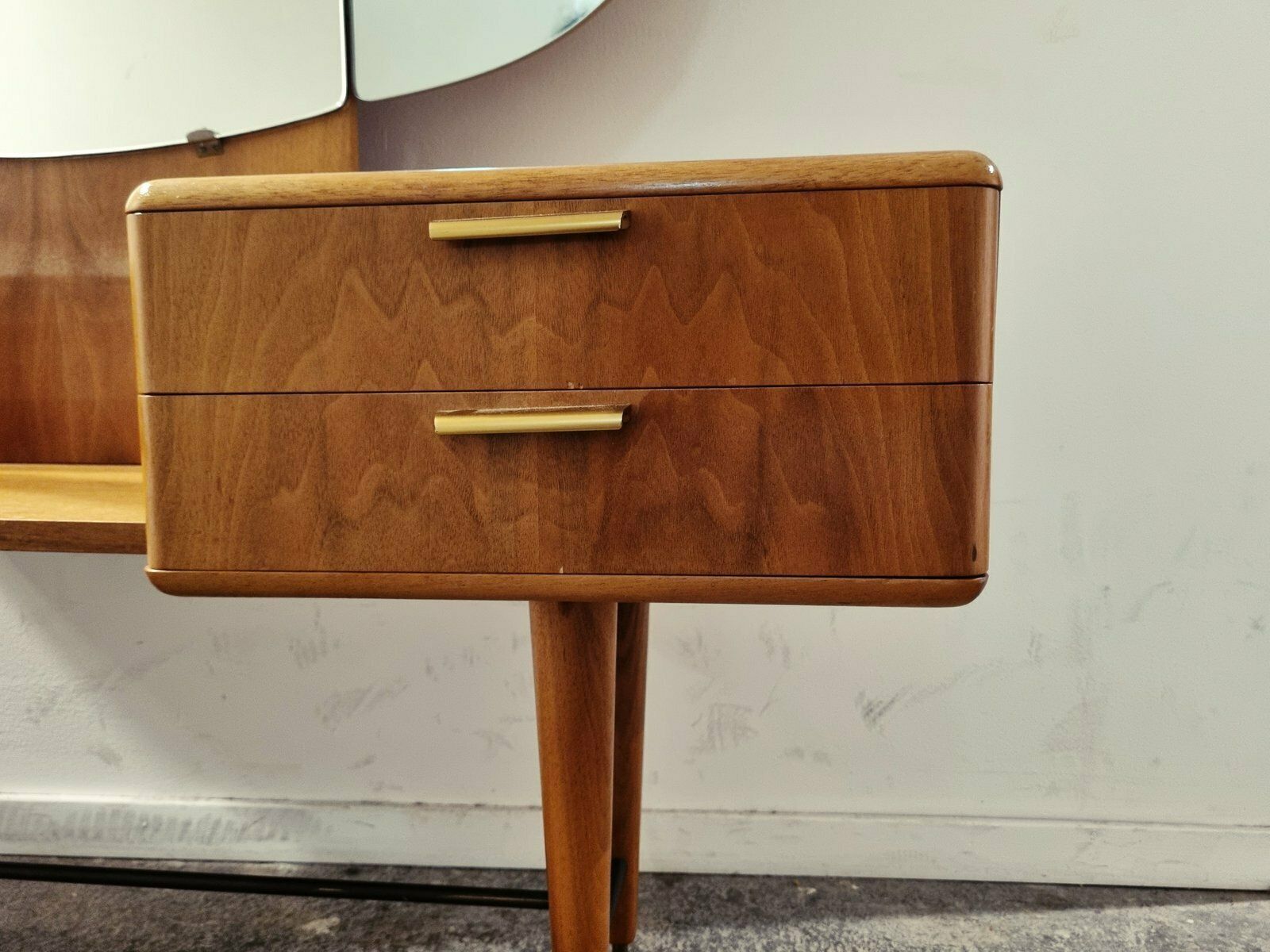 Mid Century Art Deco Style Walnut & Brass Dressing Table By A.A. Patijn For Zijlstra Joure photo Furniture