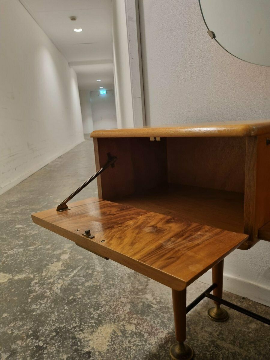 Mid Century Art Deco Style Walnut & Brass Dressing Table By A.A. Patijn For Zijlstra Joure photo vinterior