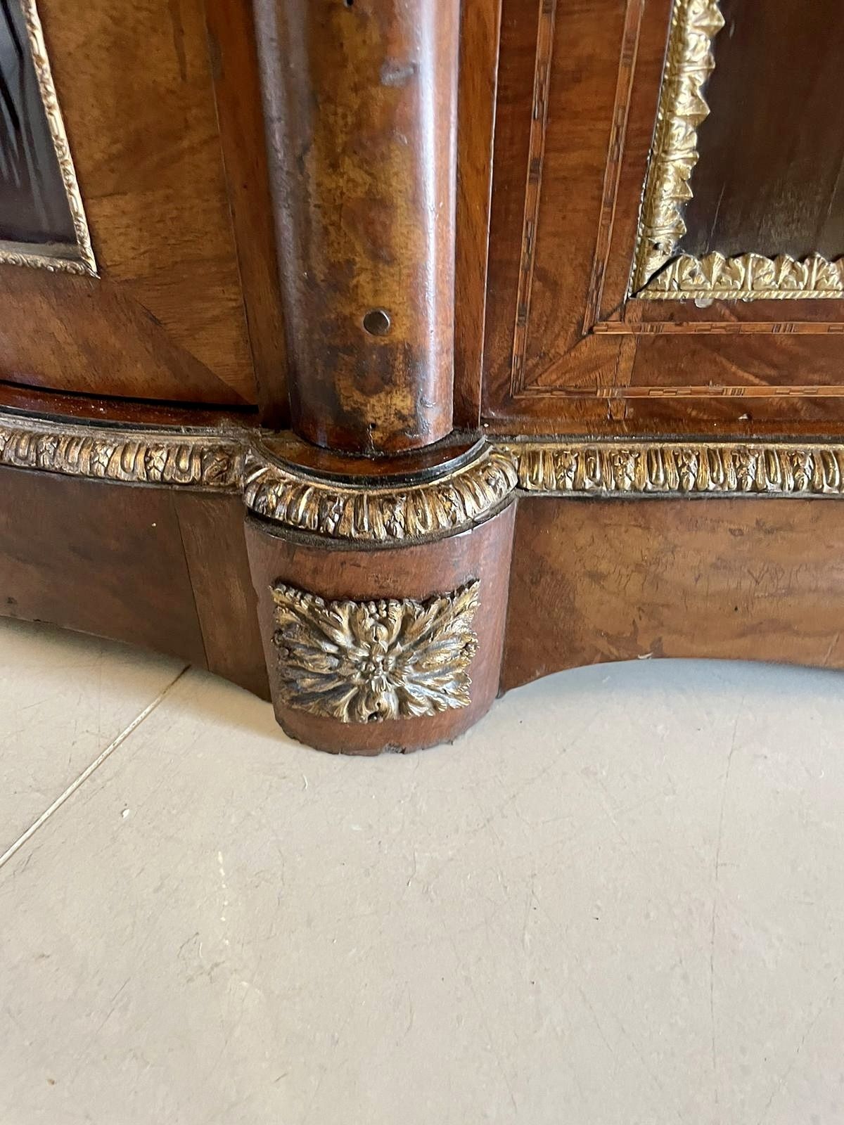 Antique 19th Century Quality Burr Walnut Marquetry Inlaid Credenza/Sideboard photo vintage
